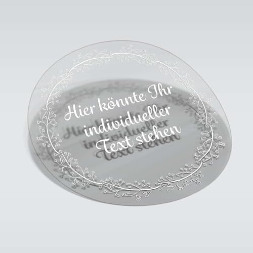 FOTOFOL transparente Aufkleber - Personalisierte Aufkleber mit Wunschtext - 4,5 cm Runde Aufkleber Etiketten für Geschenk, Hochzeit, Taufe, Produkt, Geburtstag (Style 1)