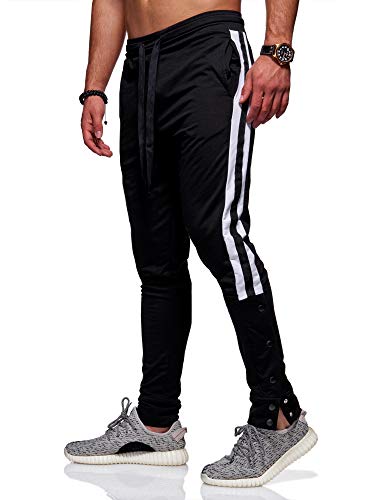 Rello & Reese Striped Trainingshose Retro Hose Sporthose RS-3490 [Schwarz, XL]