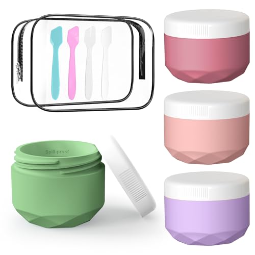 Cremetiegel Zum Befüllen, WLEAD 4 Stück Tiegel 30ml Silikon Cremedose Mini Dosen mit Klarsichtbeutel, Reise Kosmetik Behälter, Travel Essentials/Travel Accessories