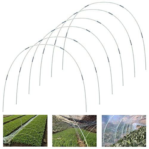 GGOUPTY Gewächshaus-Hoops 6 Sätze von 7 Ft Abnehmbaren Gewächshaus-Ringe für Pflanzenabdeckung Folientunnel Gewächshausreifen bögen Kunststoff Glasfaser Pflanztunnel for Gartenstoff Gartenpfähle