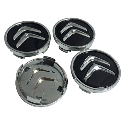 4 Stück Nabendeckel für Citroen 60mm C1 C2 C3 C4 C5 Radnabendeckel Felgendeckel Felgenkappen Nabenkappen Wheel Caps Radnabenabdeckung, Schwarz