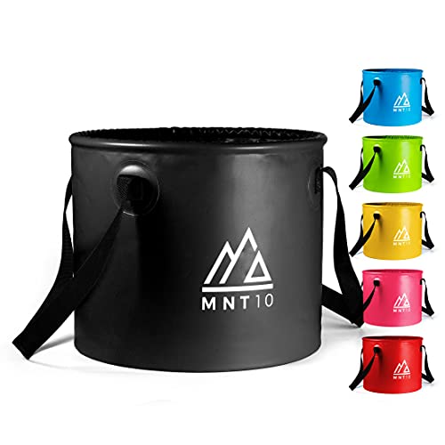 MNT10 Outdoor Falteimer in 15L oder 20L I Faltschüssel aus robustem Planen Gewebe I Als Camping Spülschüssel, Spülwanne oder als Faltbarer Eimer für Camping Geschirr, Besteck (Schwarz 20L)