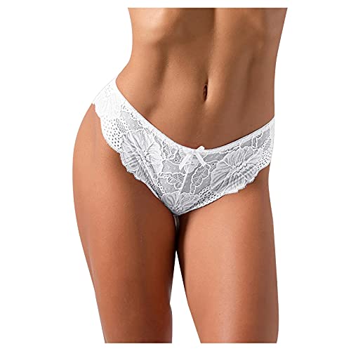 QWUVEDS Unterwäsche reizvolle Schnürung Spitze Höschen Gesäßhose für Frauen Höschen Dessous Sexy (White, L)