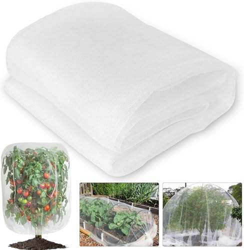 Pflanzenschutznetz, 3 x 4 M Gemüseschutznetz, Insektenschutznetz, Weiß Gartennetz, Insektennetz Kulturschutznetz für Pflanzen Gemüse Obst Blumen Gewächshaus