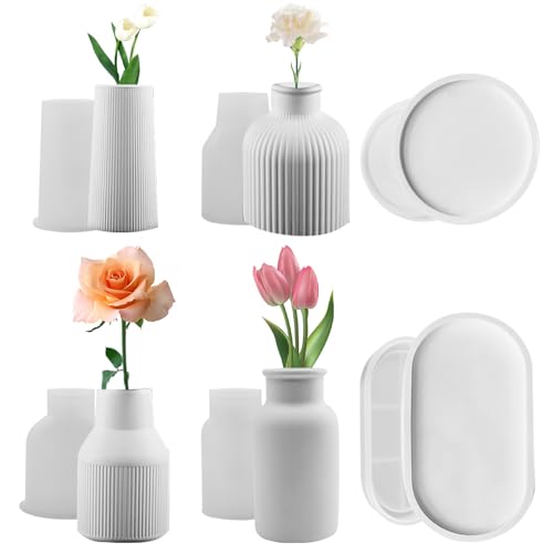 MoguGo 6 Stück Silikonform Vase DIY Vases Resin Formen Epoxidharz Formen Vase Silikon Vase Gießform Handgefertigte Silikonform für DIY Blumentopf Formen Vasenherstellung