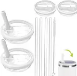 2 Pack 30 oz Tumbler Flip Straw Lid Ersatz passend für Stanley IceFlow 0.89L, Tumbler Deckel Sets mit 4 Strohhalmen und 1 Reinigungsbürste