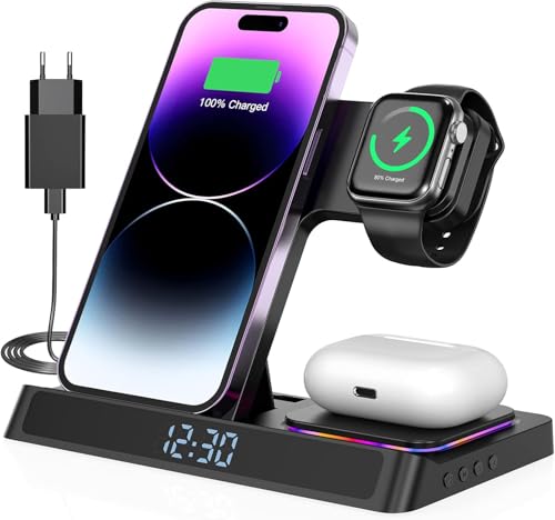 4 in 1 ladestation für iPhone und Watch Kabelloses Ladegerät 15W Faltbarer Induktive Wireless Charger für iPhone 15 14 13 12 11 Pro SE X XS XR & Watch 9 8 7 6 SE 5 4 3 2 Air Pods Pro