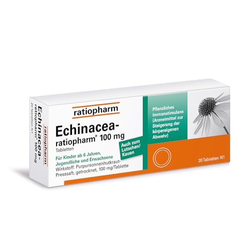 Echinacea-ratiopharm 100 mg Tabletten: Natürliche Unterstützung für das Immunsystem - zur Behandlung von Erkältungskrankheiten und Infekten der ableitenden Harnwege, 20 Tabletten
