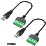 RUNCCI-YUN 2 Stück RJ45 Stecker auf 8 Pins Schraubklemmenblock Adapter, RJ45-Kristallstecker Kabel auf 8 Pins,RJ45-Stecker auf 8P 8C 8Pin Ethernet-Anschluss für CCTV DVR Cat6 Cat5 (30cm)