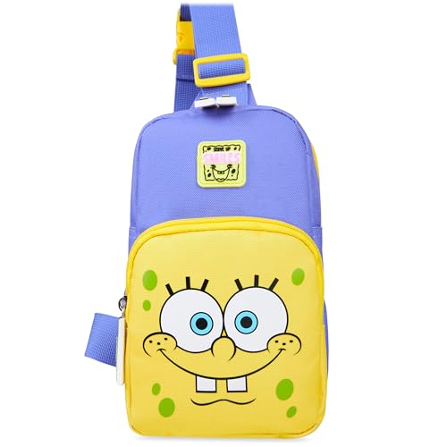 SpongeBob Jungen Umhängetasche mit 2 Fächern & verstellbarem Gurt - Kinder Geschenk