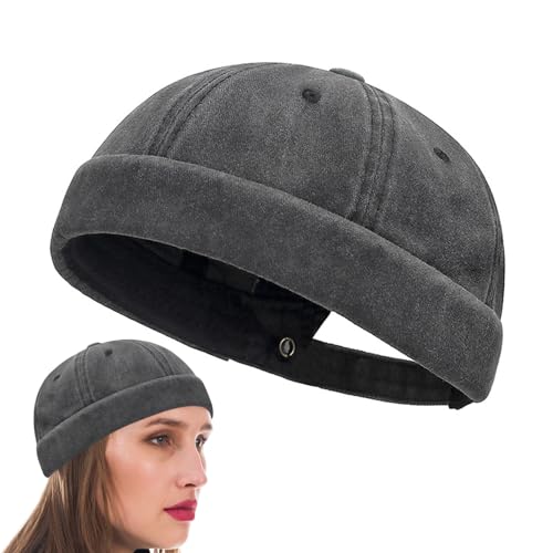 HANIUTTY Cotton Dockercap, Verstellbar Docker, Trendige Kreativität Cap Dockermütze Fischermütze Hafenmütze mit Klettverschluss, Vintage Beanie-Mütze Kann das Ganze Jahr über Getragen Werden