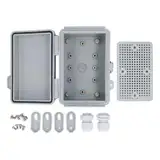 Junction Box, 3,9 x 5,9 x 3,5 Zoll wasserdichtem Outdoor -Elektrokasten, ABS -Kunststoff -Projektbox mit Edelstahlscharnier für WLAN -Elektronik