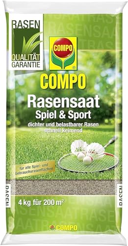 COMPO Rasensaat Spiel und Sportrasen - Rasensamen für den Sport- und Spielrasen - zuverlässige Aussaat - 4 kg