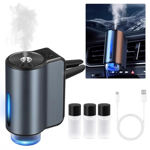 Auto Diffuser Lufterfrischer, Smart Auto Lufterfrischer mit 3 Parfüms, Universal Wiederaufladbare Intelligente 3 Modi/Farbe, Auto Ein/Aus, Elektrischer Lufterfrischer mit Nano-Zerstäubungstechnologie