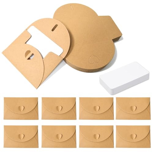 25 Mini-Umschläge mit Karten und Herzverschluss als Geschenk, Geburtstag und Dankeschön.