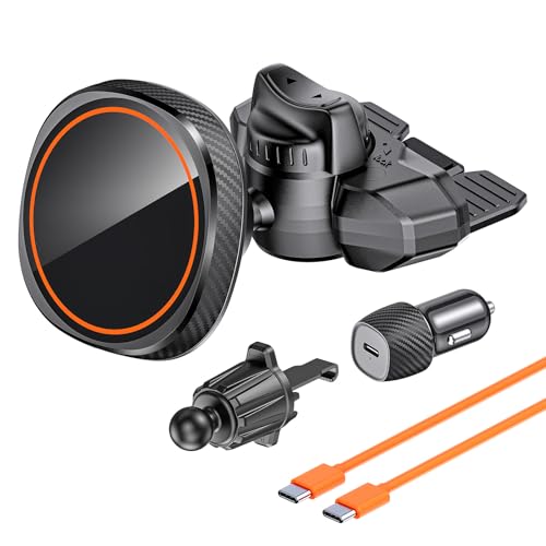 OQTIQ Qi2-zertifizierte magnetische kabellose Lade-Autohalterung CD-Handyhalterung kompatibel mit MagSafe iPhone 16-12 Serie