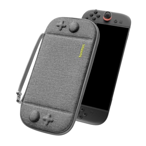tomtoc Slim Tasche Kompatibel mit Nintendo Switch 2 (2025), Rundumschutz Ultradünn Carry Case für Switch 2 Konsole und 12 Spiele, Harte Schutzhülle Tragetasche mit Original-Patent für Reise, Grau