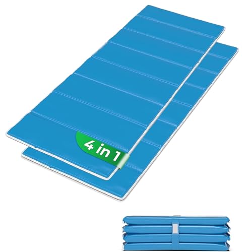 4in1 Strandmatte von StarK® -Wasserhängematte für Pool und Strand - Faltbare Camping Isomatte 190x60cm - Gepolsterte Auflage für Gartenliege -Bequeme Sonnenliegen Auflage (SkyBlue 2er Set)