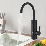 HOMELODY Durchlauferhitzer 230V Elektrischer Wasserhahn,Schwarz Küchenarmatur mit Durchlauferhitzer Wasserhahn,Camping, Wasserhahn Küche 360° Swivel