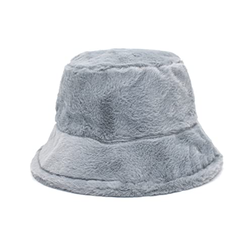 Ygnrggh Flauschiger Hut Weiche Kunstpelz Winter Plüsch Pelzig Fischerhut Bucket Hat Flauschige Eimer Hut Bucket Hat Schirmmütze Fischerhüte Warme Fischerhüte für Damen Freizeithut Damenhut für Frauen