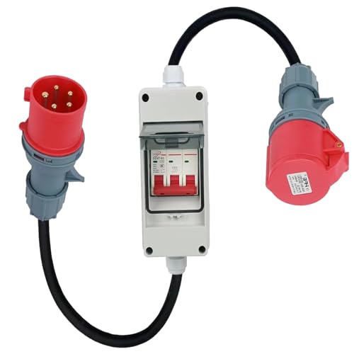 Adapter 32A Stecker auf 16A Kupplung,1 Meter Verlängerungskabel, Anschlusskabel mit Stecker,Starkstrom Verteiler, Benutzt für Elektrogeräte Anschließen Usw