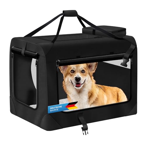 all Pets United® Hunde-Transportbox Tier Hundebox Transporttasche faltbar Hundetasche Haustier-Transport Atmungsaktiv & Wasserabweisend für Hunde & Katzen (M - 60x42x42 cm)