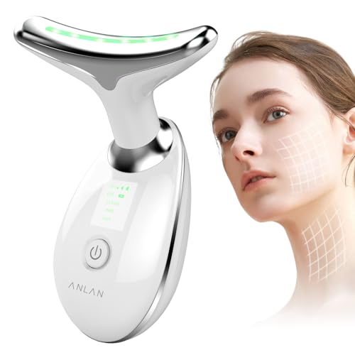 Gesichtsmassagegerät Gegen Falten,ANLAN Gesicht Schönheit Gerät mit 3 Modi,45℃ V Face Beauty Meter Gesichtsgerät für Hautstraffung & Lifting EMS Gesichtsmassage für Damen Herren V Shape Face Gerät