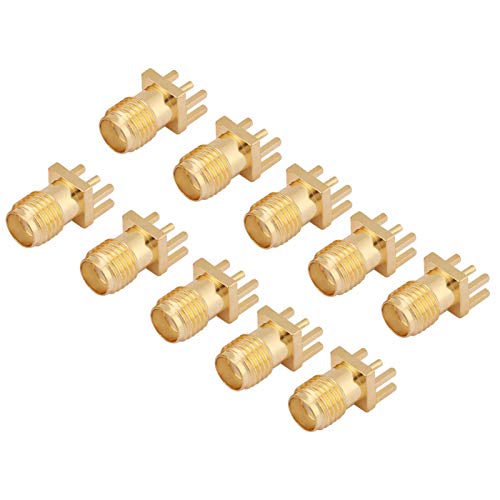 Yosoo SMA Buchse, SMA Einbaubuchse, 10 Teiliger Messing SMA Buchsenstecker, SMA Leiterplattenbuchsen Montieren Sie 50-ohm-hf-Steckverbinder für Drahtlose Module