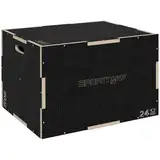 SPORTNOW Box Jump Plyometrie 3 in 1 Gerät Sprungbox Krafttraining Fitness & Crossfit Plyobox für Trainingsbox aus Holz, Höhe 41/51/61 cm, Schwarz