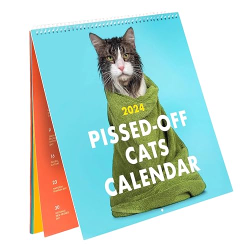 Neamou [1 Stück] Lustig Katzen Deko Kalender 2024 Familienplaner, Off Cats 2024 Calendar, Personalisierte Wandkalender Mondkalender 2024 Abreißkalender, Lunar Calendar Wohnzimmer Deko Modern