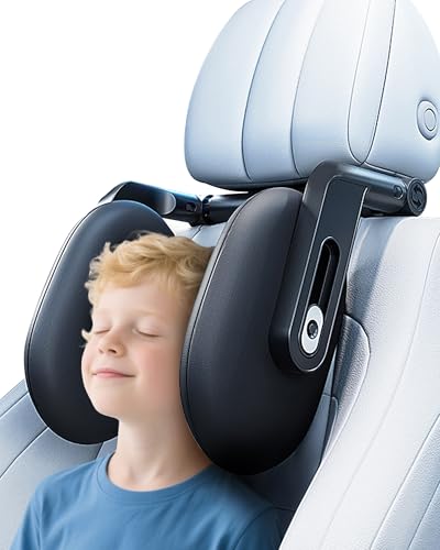 Kopfstütze Auto Kinder, Auto Kopfstütze 2025 Upgrade 360° Drehbare Reise Kopfstütze, 3 Punkt Verbindung Verstellbare Autositz Kopfstütze, Atmungsaktive Memory Foam Kopfstütze für Kinder, Erwachsene