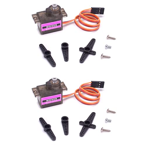 VUNIVERSUM 2X Stück Premium Mini Servo MG90S 100% Metallgetriebe mit JR Stecker 25cm 22AWG Kabel für RC Copter Drohne DIY Hubschrauber