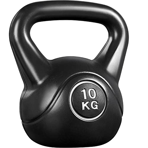 Yaheetech Kettlebel 10kg für Krafttraining Fitness Gymnastik, Kugelhantel Schwunghantel Kugelgewicht, schwarz