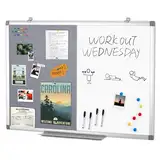 Swansea Whiteboard Magnettafel und Pinnwand Filz Wand Deko mit Aluminiumrahmen für Küche, Wohnung, Büro und Schule, 90X60cm