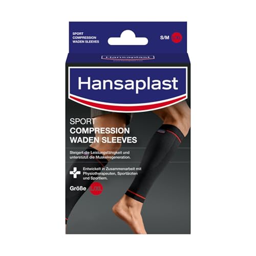 Hansaplast Sport Compression Wear Waden Sleeves, Wadenbandage zur Unterstützung der Muskulatur, Waden Kompressionsstrümpfe fördern die Muskelregenration, 1 Paar, Größe L/XL