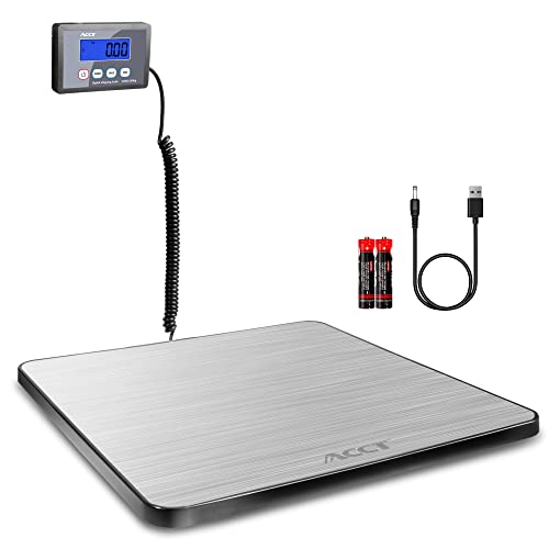 ACCT Postage Scale 400lb, mail scale, Digital Postal Scale with hold/auto-off/tare function, shipping scale for packages/small business/luggage/office, heavy duty scale with batteries & power adapter