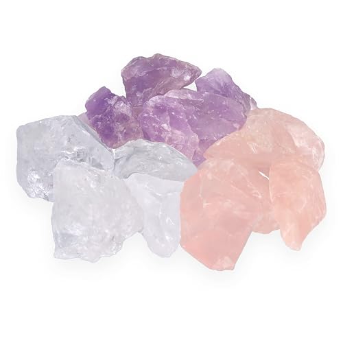 Wassersteine Premium Grundmischung | Edelsteinwasser Basis-Mischung | 100% naturbelassene Rohsteine | Amethyst + Rosenquarz + Bergkristall 300g Lebensquelle Plus