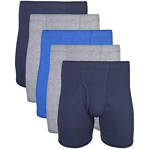 Gildan Herren Unterwäsche mit verdecktem Bund, Boxershorts, Multipack Retroshorts, Mixed Royal (5er-Pack), Medium