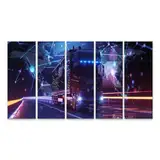islandburner Prime Bild auf Leinwand Futuristischer Lkw auf beleuchteter Autobahn bei Nacht für Wohnzimmer Technikbegeisterte Elektronikfachgeschäft Bilder Wandbilder Poster