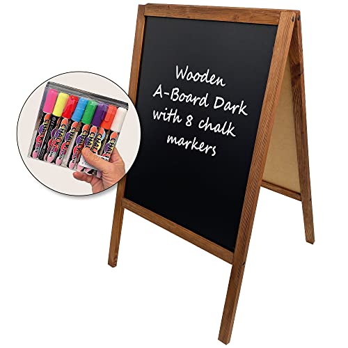 DisplayLager - Kundenstopper Kreidetafel, 60 x 100, Holz Gebeizt, inkl. 8 Bunte Kreidestifte