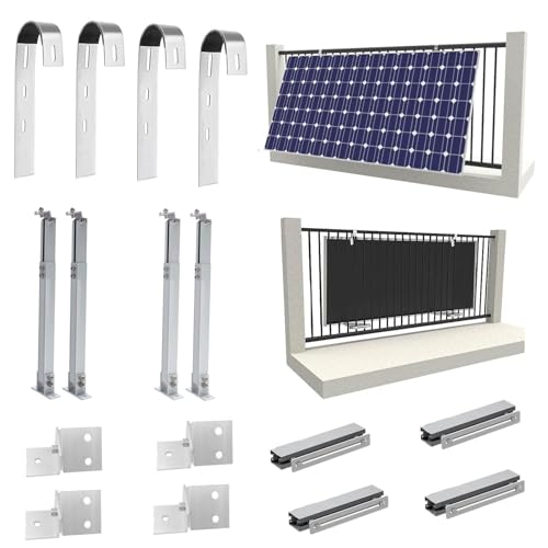 GLIESE 2x Balkonkraftwerk Halterung mit Haken für alle Solarpanel-Größen,Solarmodul Halterung aus robustem Aluminium,Solar Panel Hanger (2 Pairs)