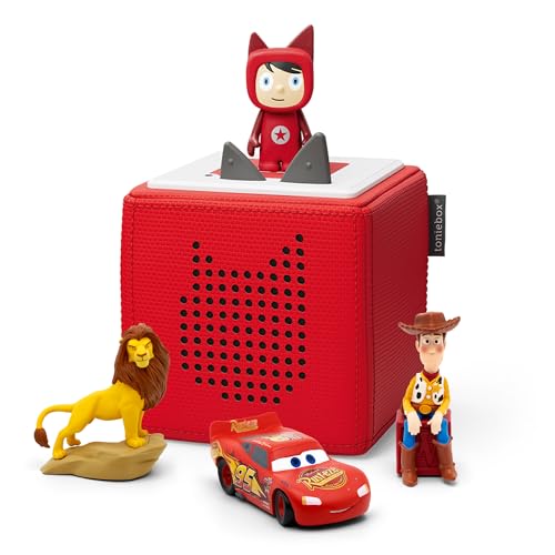 Tonies Disney Classics Bundle mit 1 kreativen und 3 tonies – König der Löwen, Autos und Spielzeuggeschichte, rot