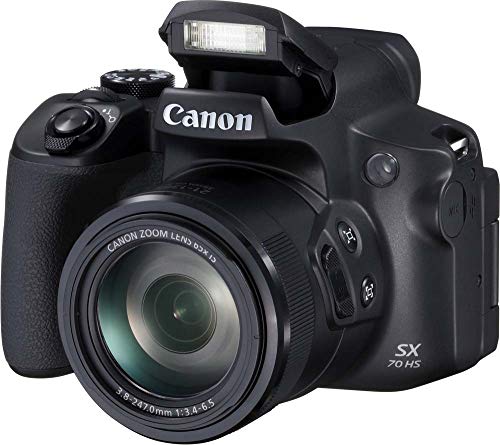 Canon PowerShot Kamera SX70 HS (20,3 MP, 65 fach optischer Zoom, dreh- und schwenkbarer 7,5cm LCD, RAW Format, WLAN und Bluetooth Unterstützung, 4K Video, 10 B/s, 1/2,3-Zoll-Typ CMOS Sensor),schwarz