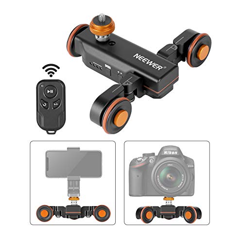 NEEWER 3 Räder Drahtloser Videokamera Stativ Dolly,3 Gang Motorisierte Elektrische Schiene Dolly Auto mit Fernbedienung,Kompatibel mit DSLR Kamera Camcorder Gopro iPhone Smartphone(Schwarz)