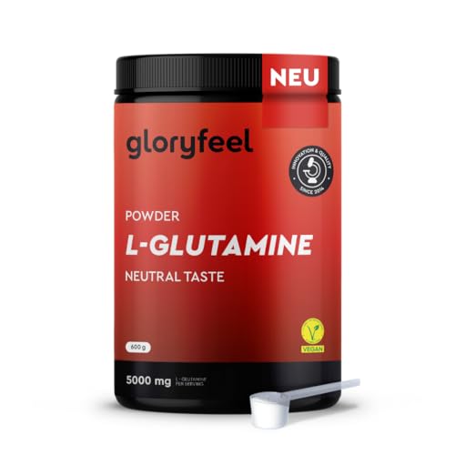 L-Glutamin Pulver 600g vegan - Geschmacksneutral - 5.000mg reines, bioaktives L-Glutamin pro Portion - 120 Portionen Vorrat - Hochdosiert & leicht löslich