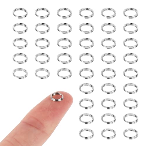 Aeaocvo 100 Stück 8 mm Schlüsselringe, Kleine Schlüsselring Edelstahl, Jump Ringe Biegeringe, Spaltringe Silber Sprungringe für Schmuck, Halsketten, Armbänder, DIY Ornamente