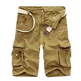 Generisch Kurze Hosen Herren Cargo Shorts Sommer Freizeithose Kurze Elastische Taille Chino Shorts Mit 6 Taschen S-XXL Cargo Shorts Arbeitsshorts Herren Kurz 40