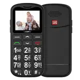 CHAKEYAKE Seniorenhandy mit Großen Tasten | Mobiltelefon Ohne Vertrag mit 1.7 Zoll LCD | SOS-Funktion | Dual SIM Tastenhandy mit Taschenlampe | Ladestation | Schwarz-G180