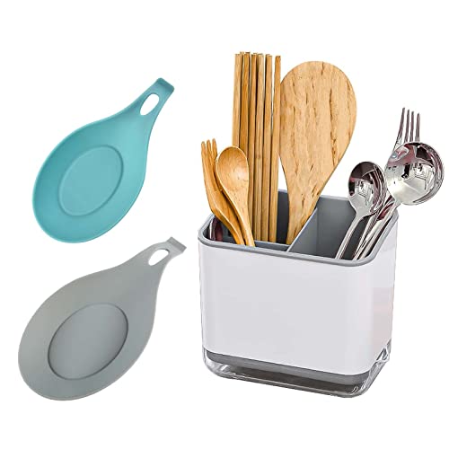 SVOCK Besteckkorb, Besteck Abtropfbehälter, Besteckhalter mit 3 Fächern, Besteckhalter für Spüle und Kochlöffelhalter, Spoon Holder, Utensil Holder Zum Aufbewahren von Messern、Gabeln und Löffeln