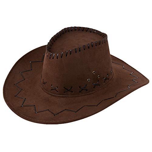 Miobo Cowboy Hut Western Cowgirl Hüte für Damen Herren Kinder (One Size, Schwarzbraun für Erwachsene)